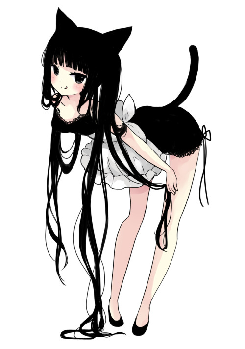 himmelkei:#女の子 黒猫 - 月夜のイラスト - pixiv