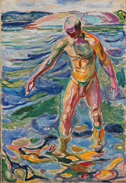 colin-vian:    Edvard Munch, Hombre bañándose, 1918. Óleo sobre lienzo, 160 x 110 cm, Galería Nacional, Oslo, Noruega 