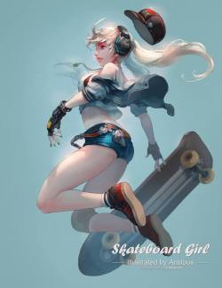 antilous:  Skateboard girl watch more: https://www.facebook.com/antilousart/ 