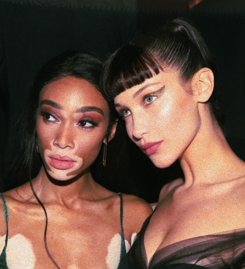 midnight-charm: Winnie Harlow & Bella Hadid photographed by Renell Medrano at Dior’s Masquerade 