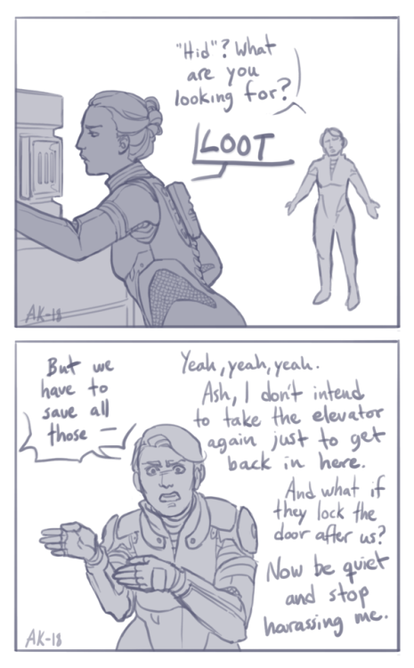 I love me1, it has so much loot.Ashley, Garrus, FemShep / Mass Effect 1 &copy; Bioware(edit: I m