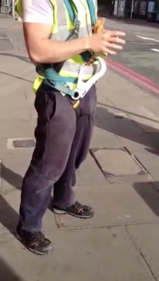 guys-with-bulges:  WHOA. Hot construction worker walking around like a boss. There’s