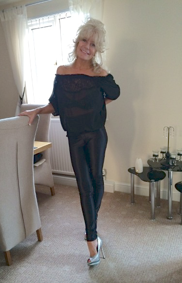 Sexy Glamorous Granny In Shiny Disco Pants And For The Love Of High Heels