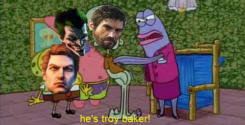 iflyingpotato:  sincriefs:  joel is voiced by troy baker. delsin rowe is voiced by troy baker. booker dewitt is voiced by troy baker. homer simpson is voiced by troy baker. spongebob is voiced by troy baker. obama is voiced by troy baker. you’re voiced