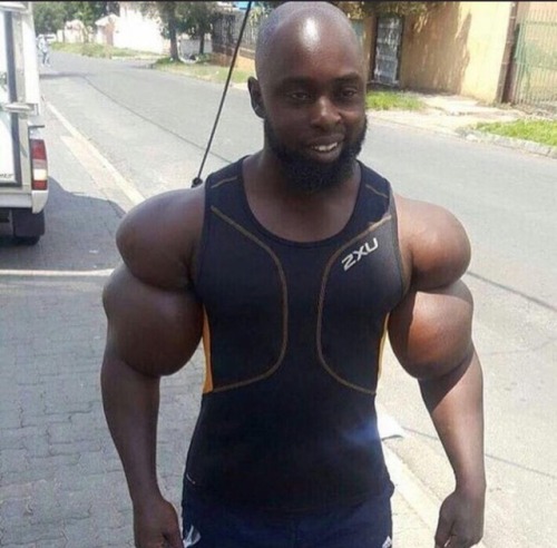 naturalistamisslyn:Look like he got tight ass rubber bands on his arms  He looks like he’s injecting oil in his arms. He’s no more stronger because of it; his arms just big. Silly big tho, shit don’t look natural. I’d push his