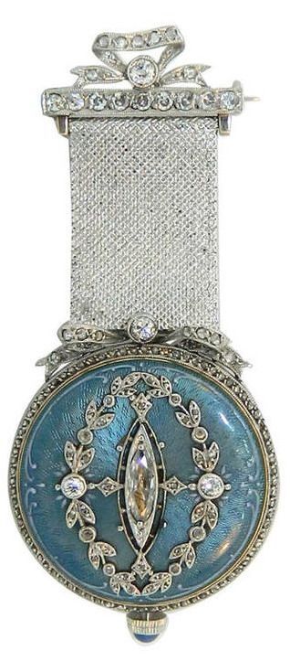 shewhoworshipscarlin:Watch brooch, 1910.