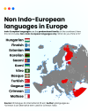 Non Indo-European languages in Europe
Of the approximately 45 million Europeans speaking non-Indo-European languages, most speak languages within either the Uralic or Turkic families. Still smaller groups — such as Basque (language isolate), Semitic...