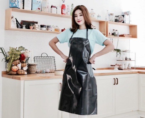 Sexy black pvc apron