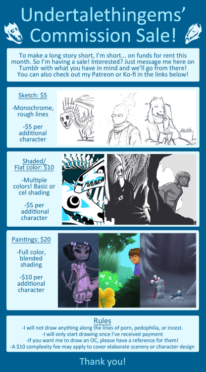undertalethingems: My commissions… are on sale! As stated, I need some help making my rent th