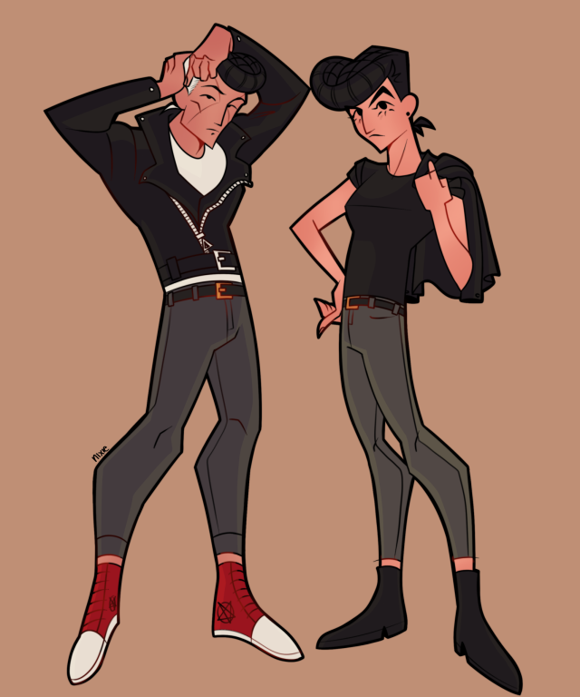 nixiepixi:Day 4 of Josuyasu Week 2023! They are greasers!! ~ Period Piece 💙💜💙💜i love 60’s style 😝