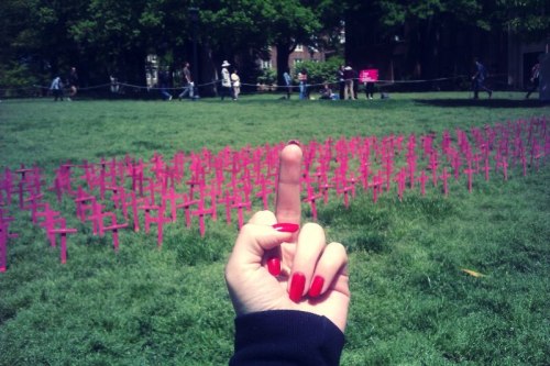 sylv1awrath: there was an anti choice anti planned parenthood group on campus today with crosses rep
