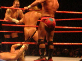 kliqfan1984:  A whole truckload of house show candids involving HHH’s trunks getting