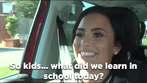 Demi Lovato asks "So kids... what did we learn in school today?"