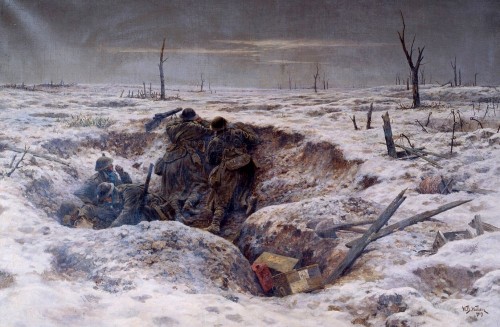 Christmas, an Australian Observation Post near Fleurbaix, on the Somme front. (1916)  