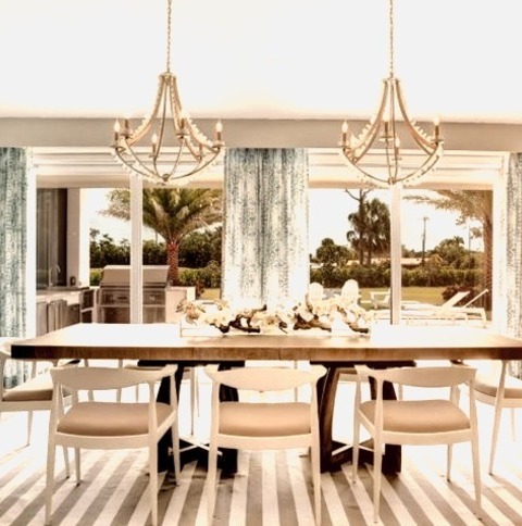Great Room In MiamiInspiration For A Large Coastal Porcelain Tile, Gray Floor And Vaulted Ceiling Great