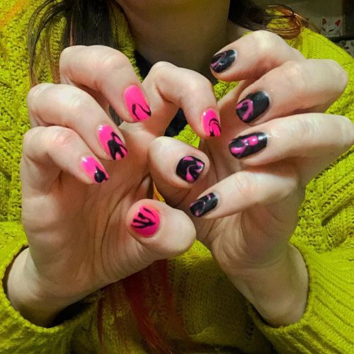 Neon color splash nails with some old gel nail stuff ...#oldmakeup #nails #manicure #manucure #naila