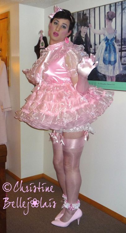 One of my favorite pics of Christine Bellejolais! She is such a sweet, submissive, pansy lil’ swishy frilly sissy girl 