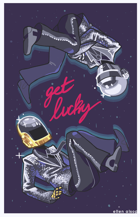ellenalsop:  Super last minute Daft Punk print for AX!! Pardon my terrible cursive!!!! 