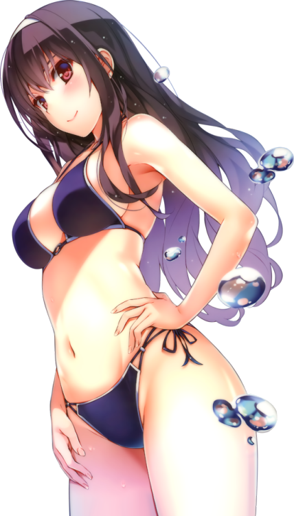 otaconsensei88:  Compilation of Utaha in her infamous blue bikini Series: Saekano  From: Megami Magazine #179 April 2015 issueSources: 1, original  From: Saekano Flat, season 2, episode 0Sources: 2, 3  From: Light Novel illustrationSources: 4, original
