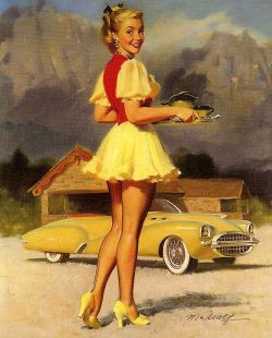 retrogasm:  Bill Medcalf pin ups with carsMore