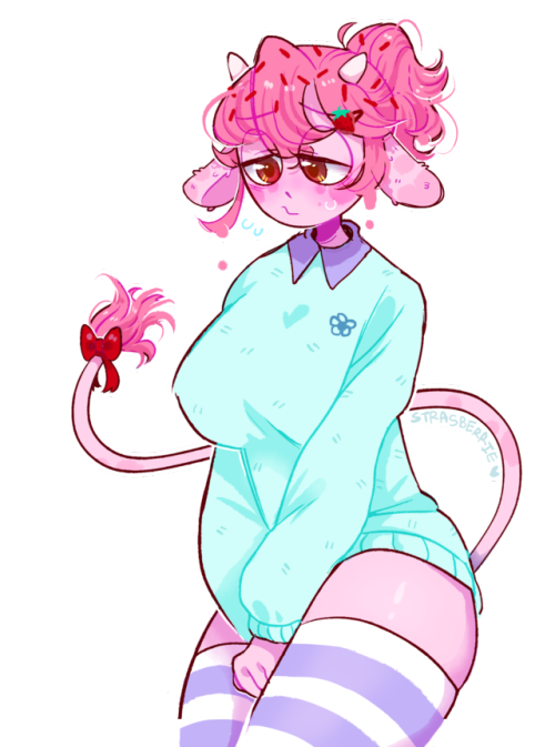 my new oc, shes a strawberry milk cow 
