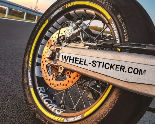 &ldquo;SUPERMOTO&rdquo; design on Husqvarna 701 by wheel-sticker.com Make your bike unique! 