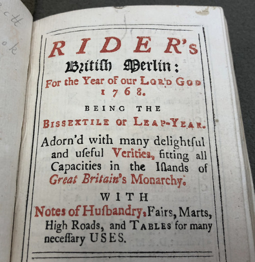 Unlocking a 250-Year-Old AlmanacSpecial Collections has recently acquired an intriguing copy of Ride