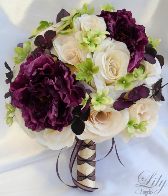 idealpinner:  17 Piece Package Wedding Bridal Bride Maid Of Honor Bridesmaid Bouquet