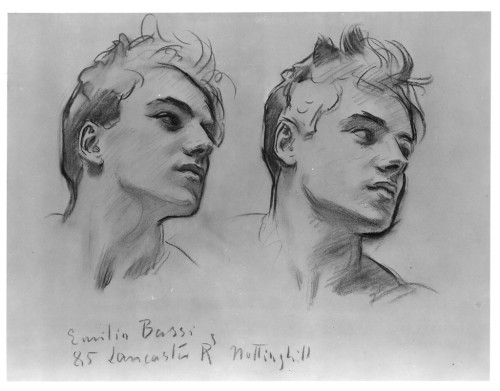 artist-sargent: Sketches of Emilio Bassi, John Singer Sargent, 19th-20th century, Harvard Art Museums: Drawings Harvard Art Museums/Fogg Museum, Gift of Seth Morton Vose, Class of 1931Size: actual: 47.8 x 62.4 cm (18 13/16 x 24 9/16 in.)Medium: Charcoal