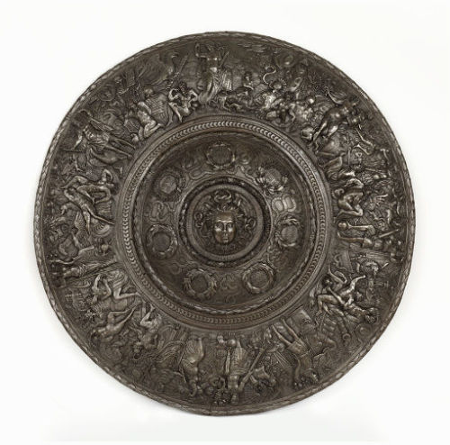 Embossed parade shield crafted by Sigmond Jörg of Augsburg, Germany, 1552.from the Victoria &am
