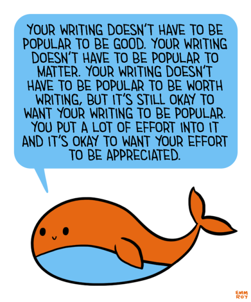 rubyphilomela:positivedoodles:[Image description: Drawing of an orange and blue whale saying “Your w