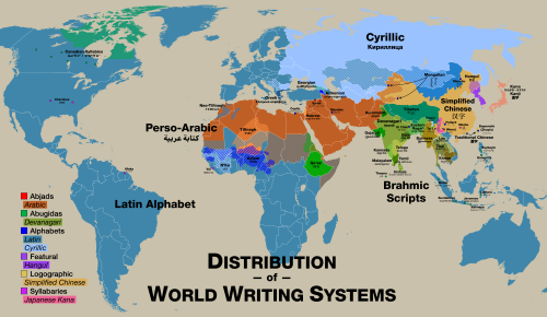 mapsontheweb: Distribution of World Writing Systems