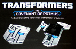 twopunch:  “The Covenant of Primus is a gift to the humans from Alpha Trion, one of the ancient Thirteen Primes - the first Transformers. The book contains insights into Optimus Prime and Megatron and covers the full history of the Transformers, from