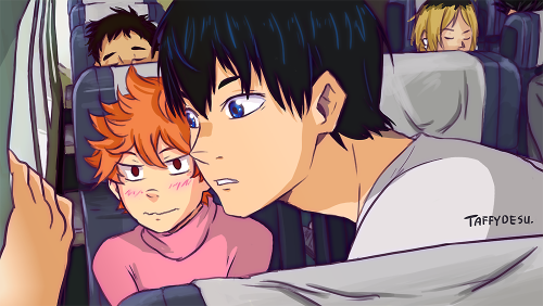 taffydesu:  Kagehina, Eden of the East Au - Plane SceneSame Hinata SameI blame @waehyun @starphases for this  