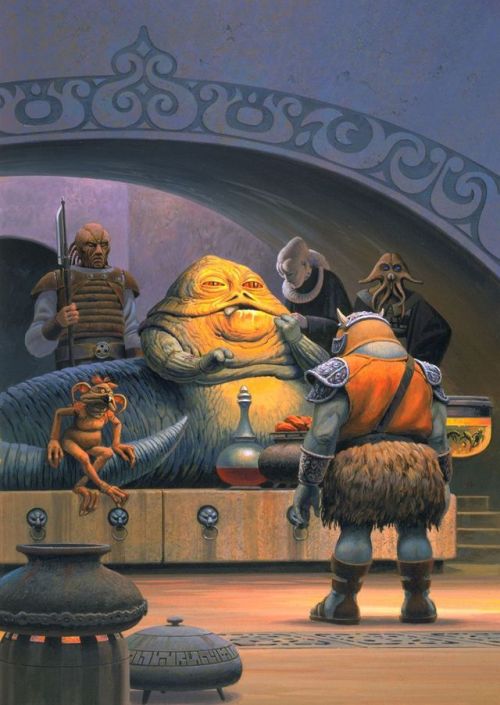 Ralph McQuarrie cover art for the Jabba’s Palace Pop-up Book (1996).