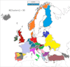 Hierarchical agglomerative clustering of European Countries and Regions by Y-DNA haplogroups.