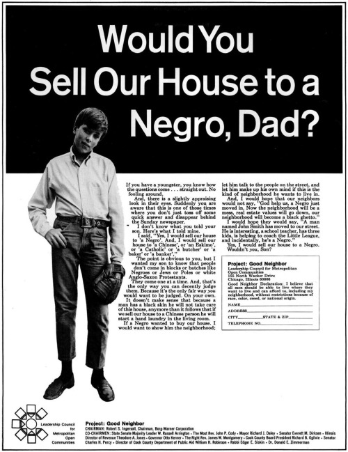1967 ad about racism in housing and real-estate. Source: LIFE June 9, 1967