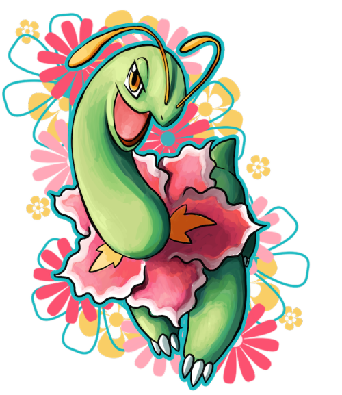 iris-sempi: MEGANIUM!Meganium is such a lovely starter! I really adore its pink flower. You can get 