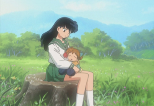 inuyasha-universe:jadedownthedrain:Shippo and The gang Everyone has such calm colours in the backgro