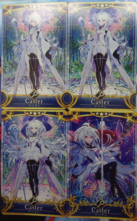 coe-lilium:Pardon the bad quality, but here’s all of Proto Merlin Ascensions/card art!