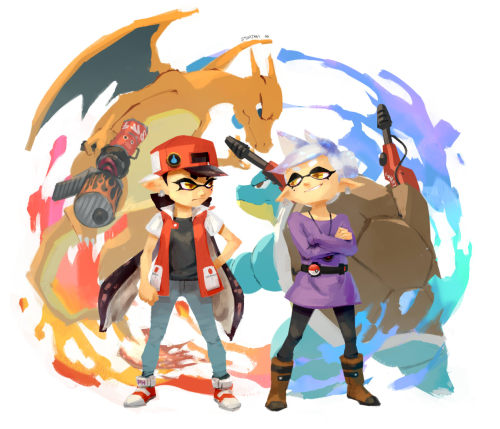 stupjam:    Pokémon battle! Red vs Blue! Marie was here, Callie is a loser :( Original Japanese ver.