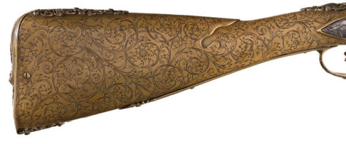 Ornate flintlock fowler crafted by Stefano Scioli of Brescia, Italy, late 17th century.from Rock Isl