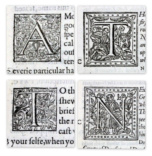 Detailed engraved initial letters from Camden’s BrittaniaLondon 1610