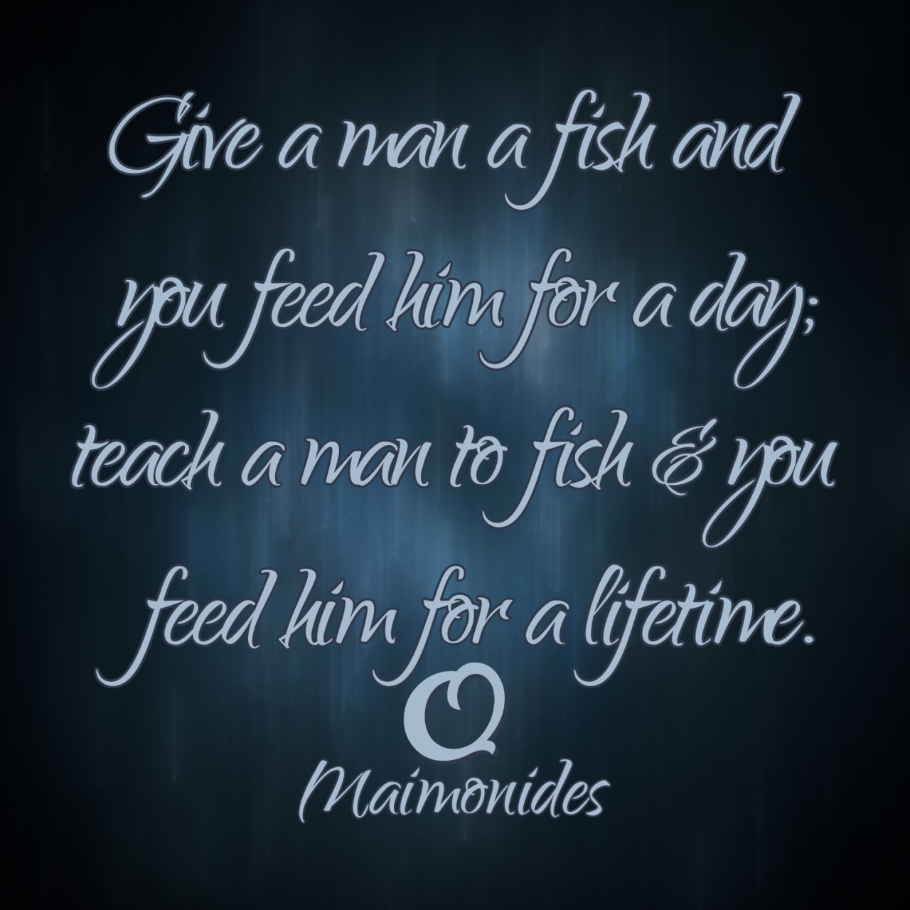 Maimonides “Give a man a fish and you feed him for - Truth of