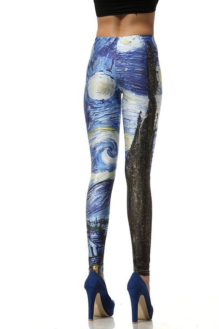 wickedclothes:  Starry Night Leggings These leggings are printed with Vincent van Gogh’s The Starry Night. Currently on sale for just บ.88 with FREE SHIPPING at Amazon!