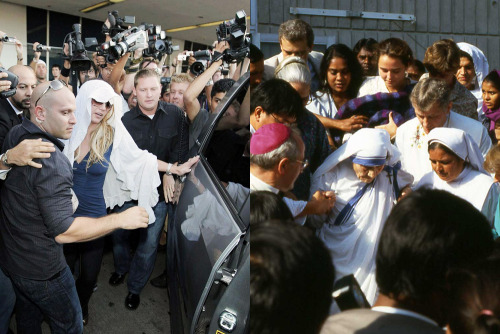 sexidance:Britney Spears in Los Angeles, California (2008) x Mother Theresa in Islamabed, Pakistan (