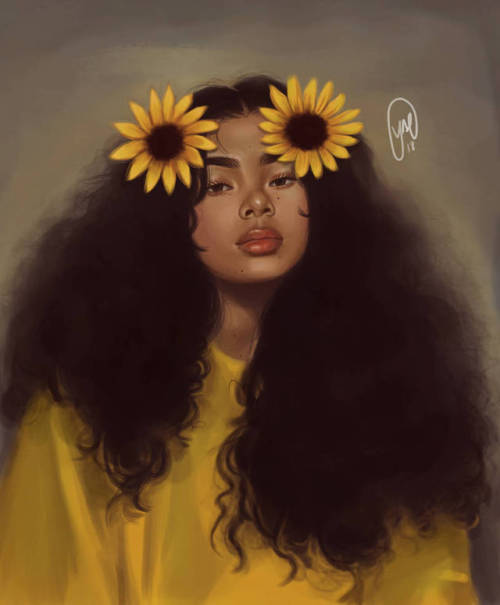 fyblackwomenart:Sunflower Girl by Adayse