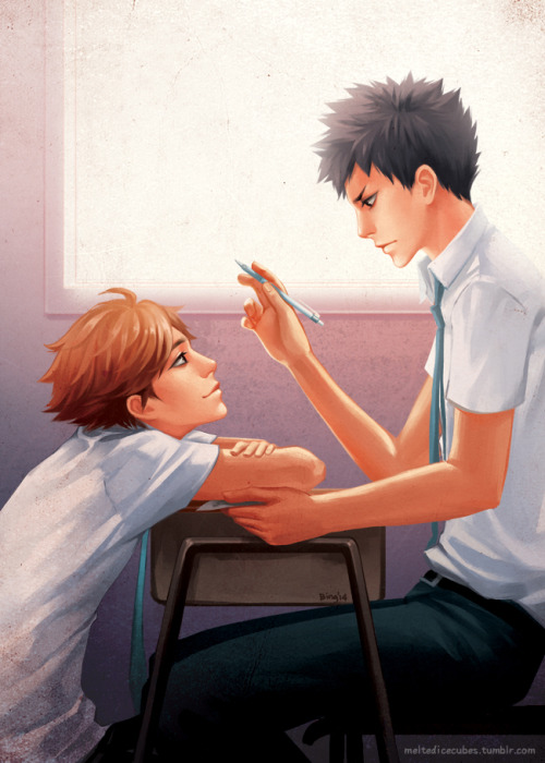 &ldquo;Idiot&hellip; get off my table.&rdquo; My Oikawa x Iwaizumi piece from the Haikyu