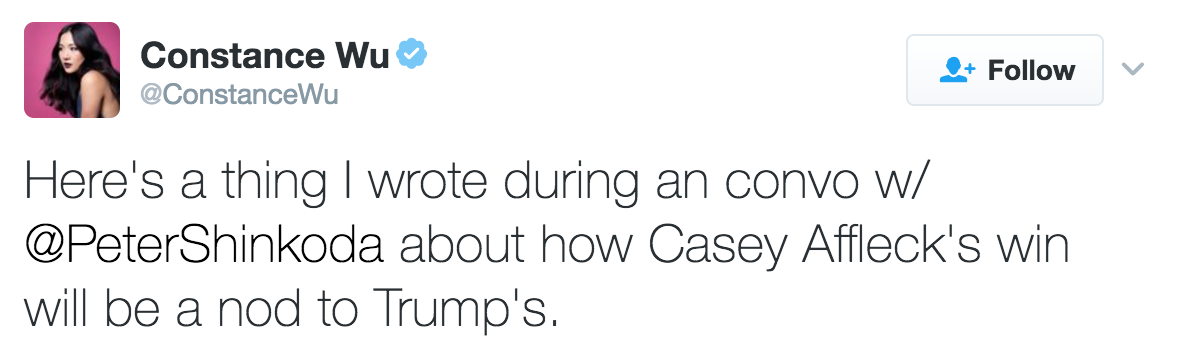 michael-fassbender: 👏🏼👏🏼 god bless and protect constance wu lol