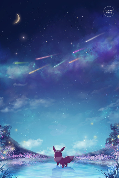 sugarmint-dreams: Eevee’s dream. - Super late addition of eevee to complete my eeveelutions fa